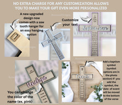 Personalized Wooden Baptism Cross/Baby Shower/Nursery Decor/Custom Baptism Gift/Easter Decor/Baptism Gift/Prayer Cross/Christening gift