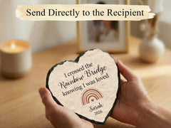 Crossed The Rainbow Bridge Memorial Plaque, Personalized Pet Loss Memorial Gift SD-30