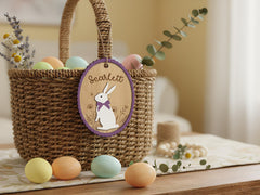 Personalized Easter Basket Tag, Custom Bunny Name Tag, Engraved Wooden Charm, Kids Easter Gift, Basket Charm, Kids Easter Gift