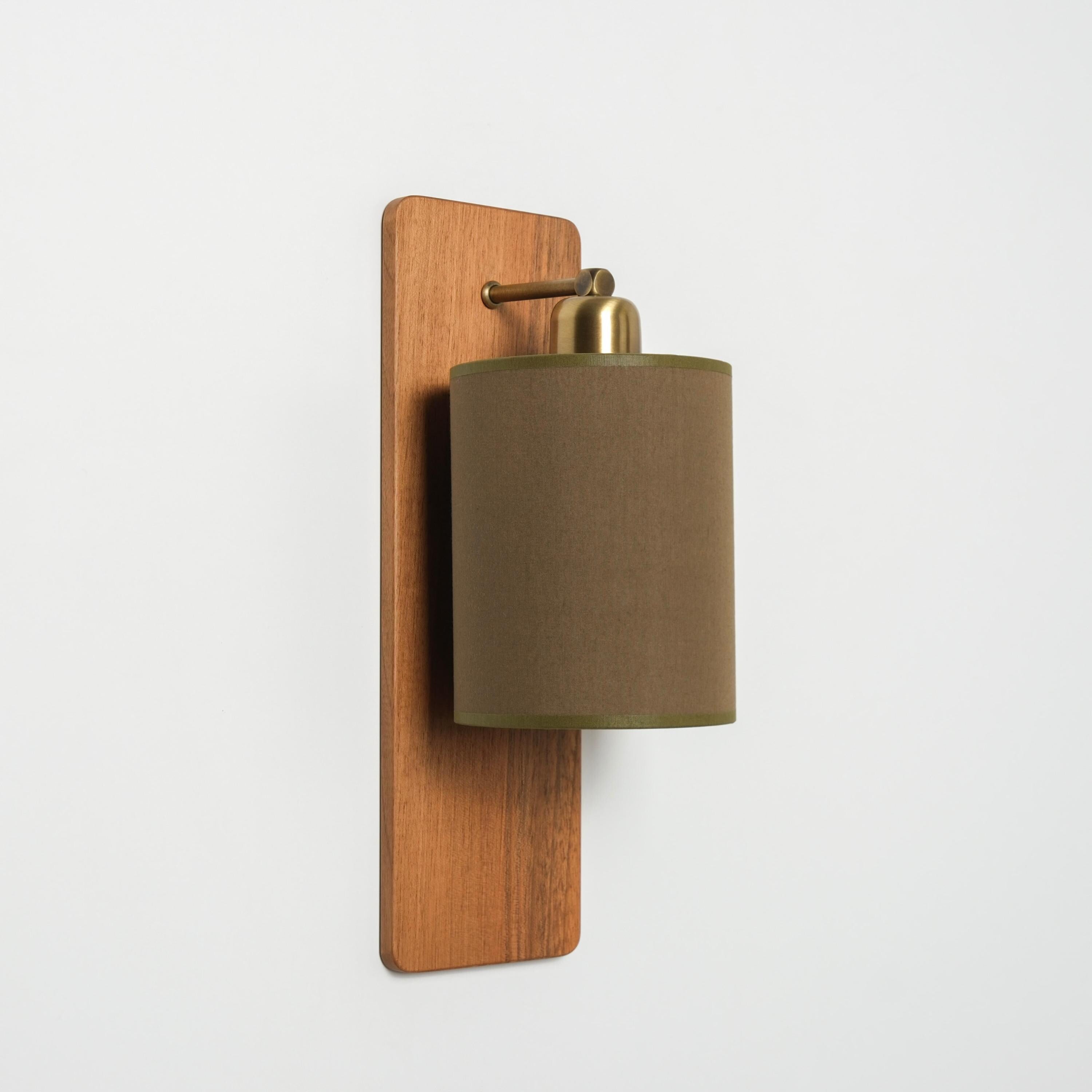 Linen Drum Shade Wall Sconce, Rustic Wood Backplate, Modern Lighting