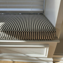 Washable Ticking Stripe Custom Bench Cushion, Striped Hallway Bench, Hallway Bench Cushion, Piano Bench Cushion