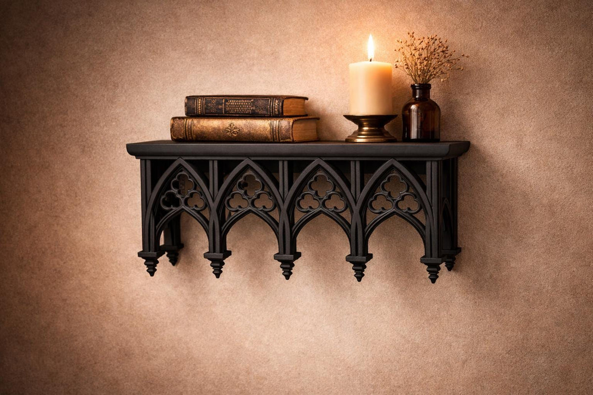 Gothic Arch Floating Shelf, Wall Decor, Small Display Shelf, 3D Printed
