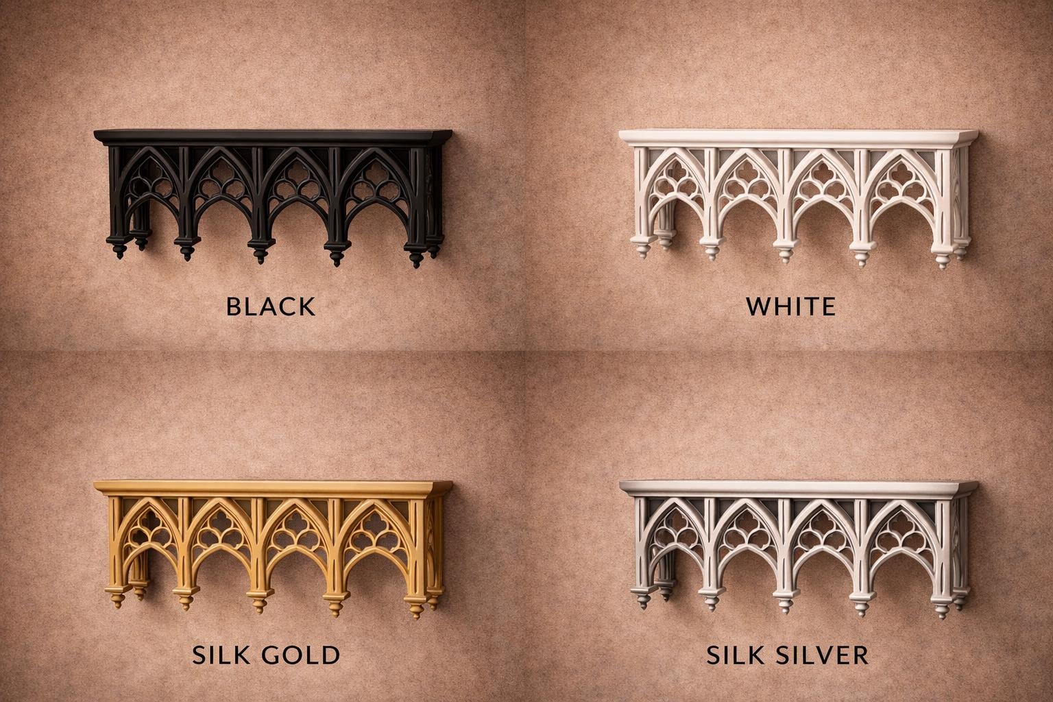 Gothic Arch Floating Shelf, Wall Decor, Small Display Shelf, 3D Printed