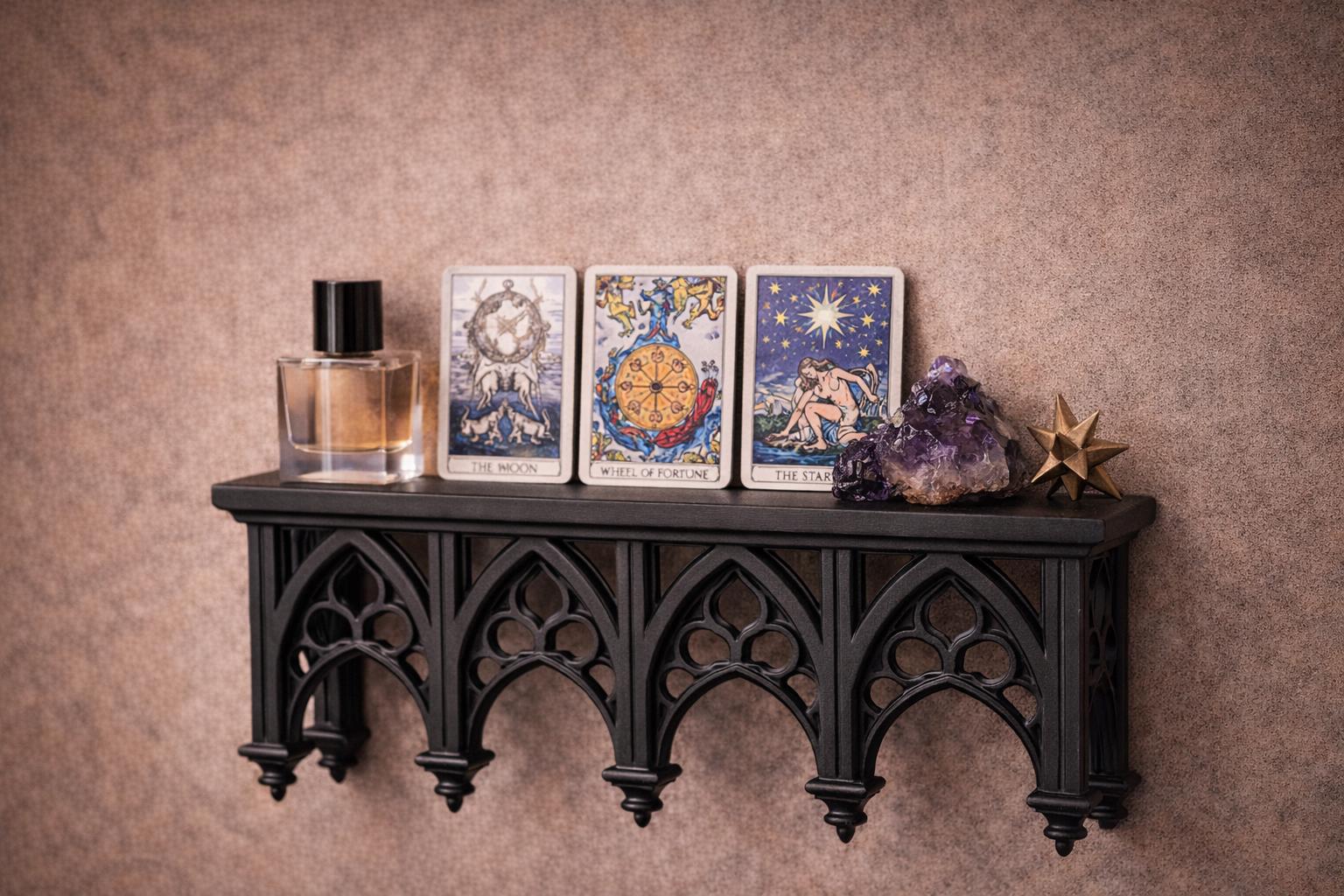 Gothic Arch Floating Shelf, Wall Decor, Small Display Shelf, 3D Printed