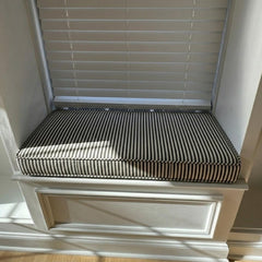 Washable Ticking Stripe Custom Bench Cushion, Striped Hallway Bench, Hallway Bench Cushion, Piano Bench Cushion