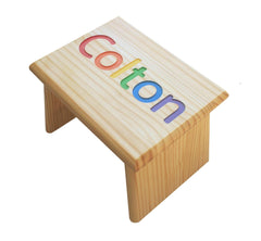 Personalized Wooden Kids Step Stool, Educational, Custom Name, Solid Pine Wood
