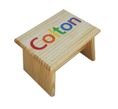 Personalized Wooden Kids Step Stool, Educational, Custom Name, Solid Pine Wood