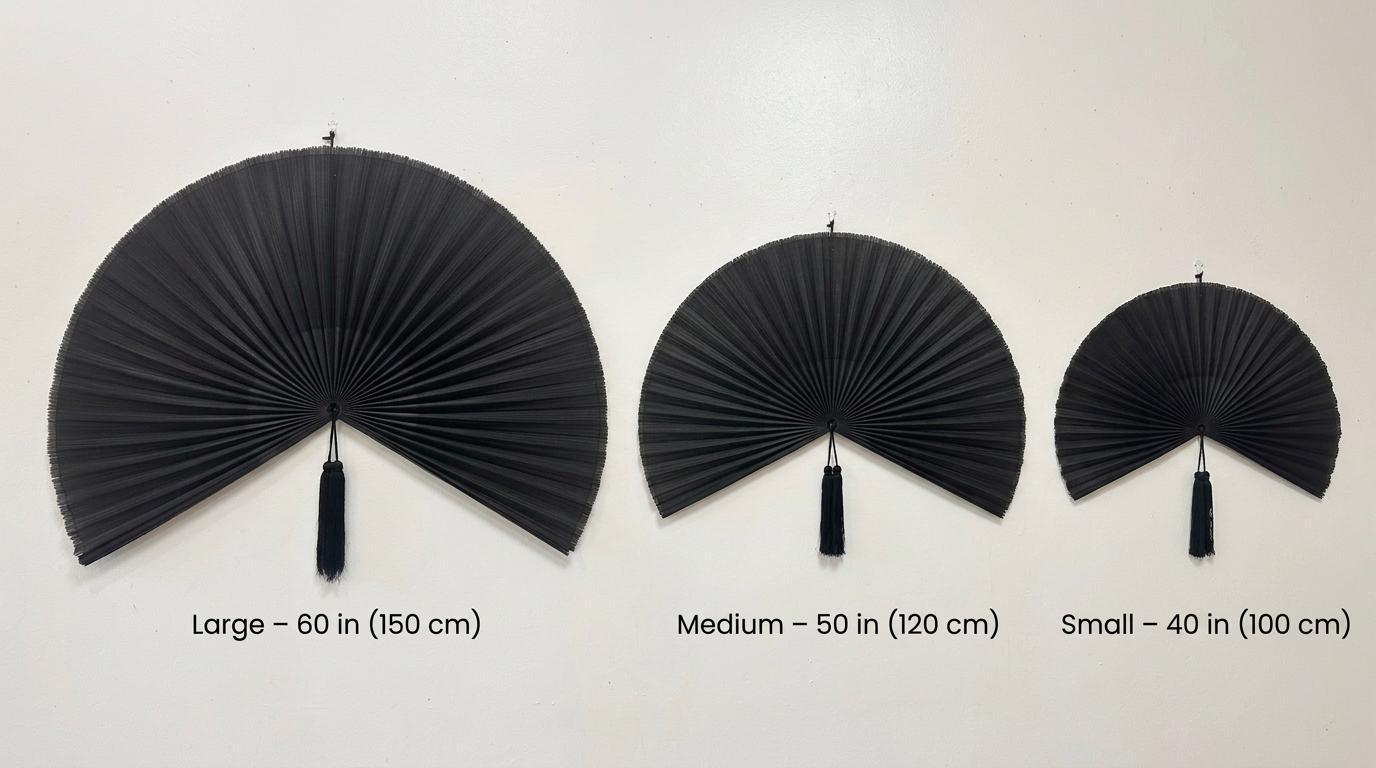 Large Black Wall Fan Decor | Statement Wall Art
