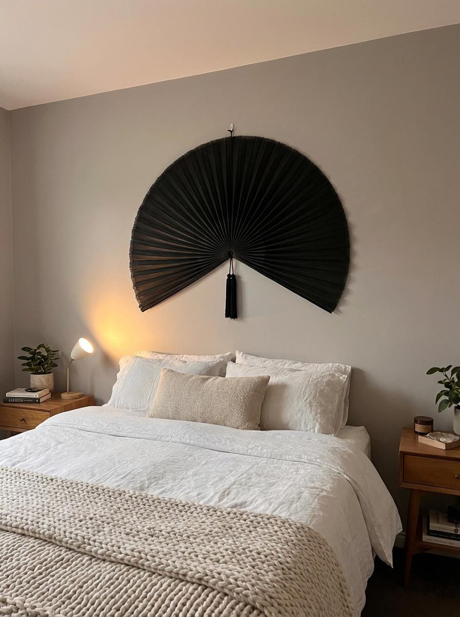 Large Black Wall Fan Decor | Statement Wall Art