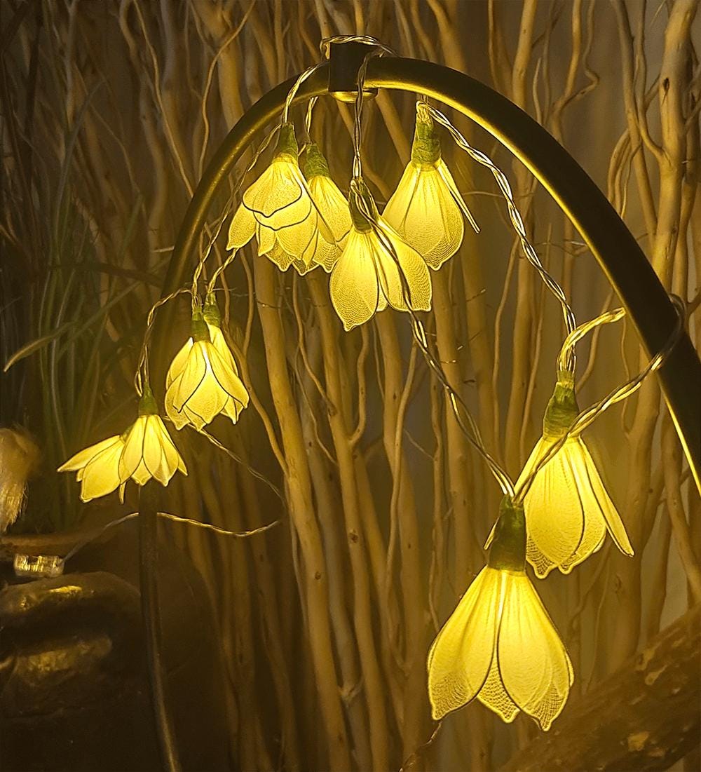 Wedding Flower Fairy Lights, Handmade LED Flower String Lights for Wedding Arch, Reception, Bridal Shower & Romantic Room Decor