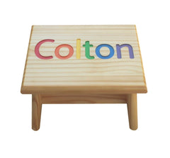 Personalized Wooden Kids Step Stool, Educational, Custom Name, Solid Pine Wood