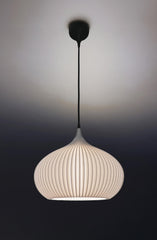 Scandinavian Oval Pendant Light Shade | Striped Hanging Lamp With Ceiling Fixture
