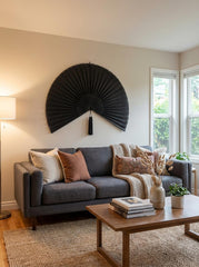 Large Black Wall Fan Decor | Statement Wall Art