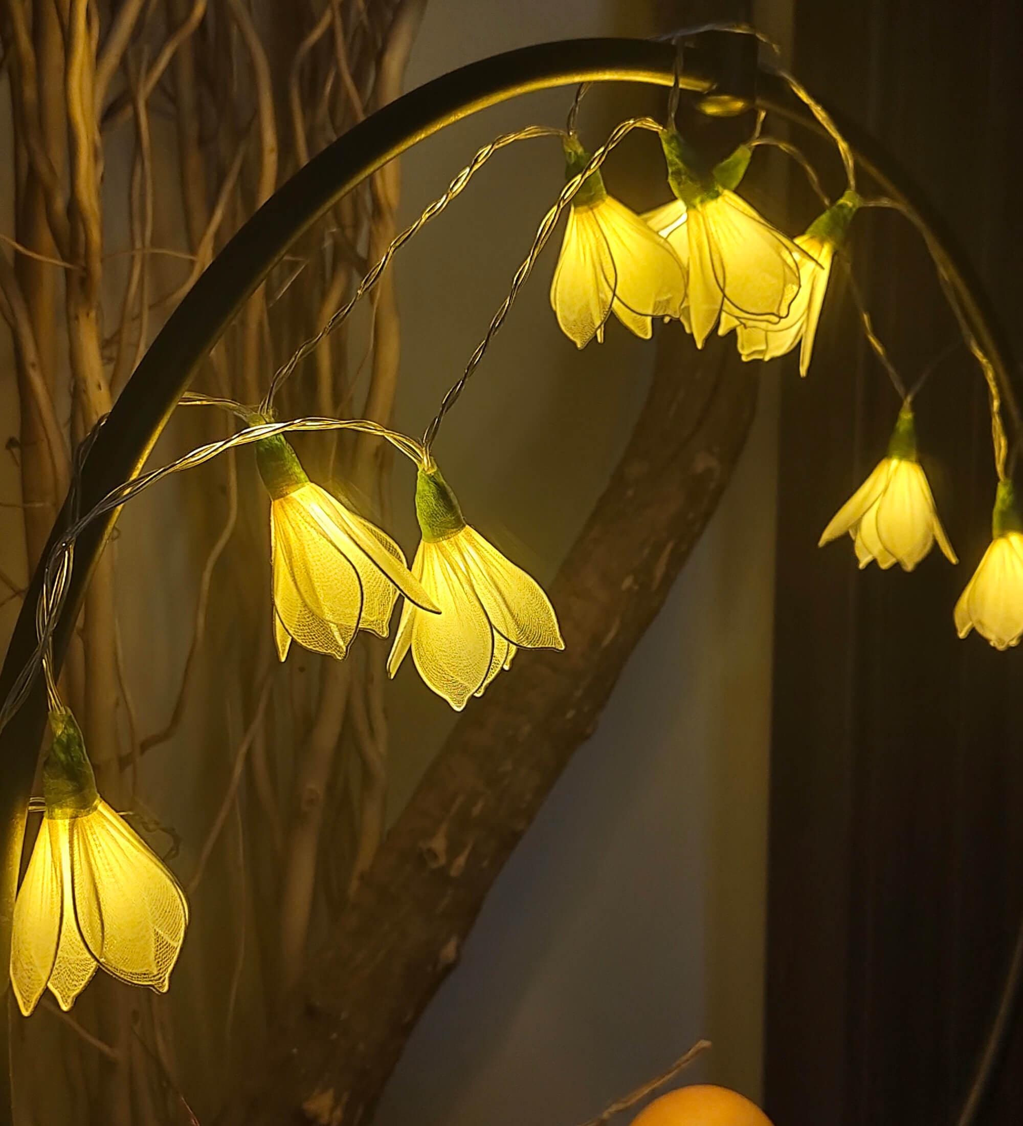 Wedding Flower Fairy Lights, Handmade LED Flower String Lights for Wedding Arch, Reception, Bridal Shower & Romantic Room Decor
