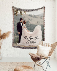 Custom Photo Woven Cotton Throw Blanket