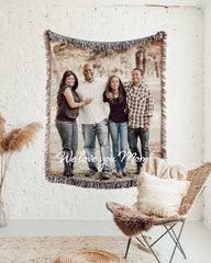 Custom Photo Woven Cotton Throw Blanket