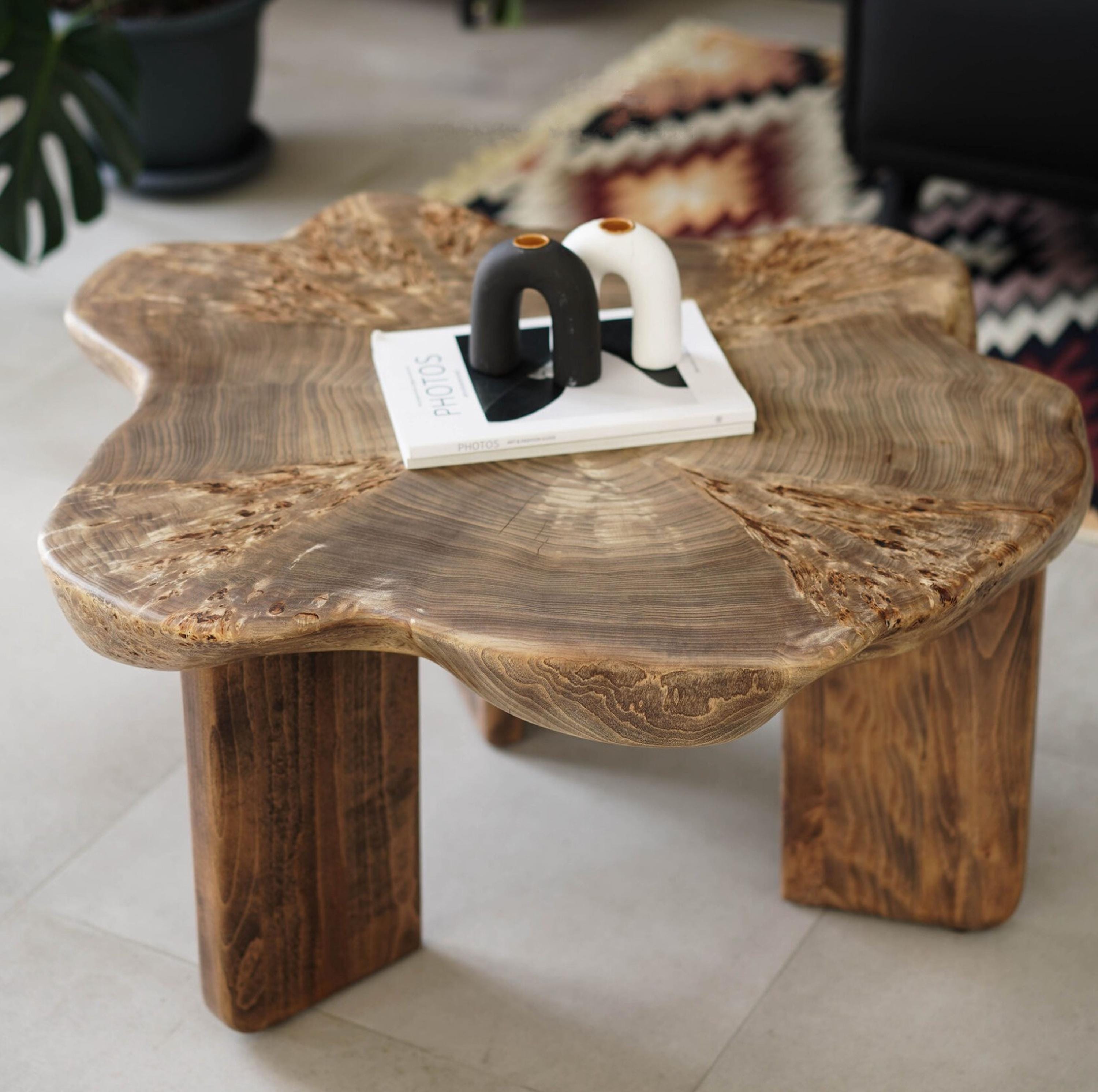 Natural Wood Side Table & Plant Stand