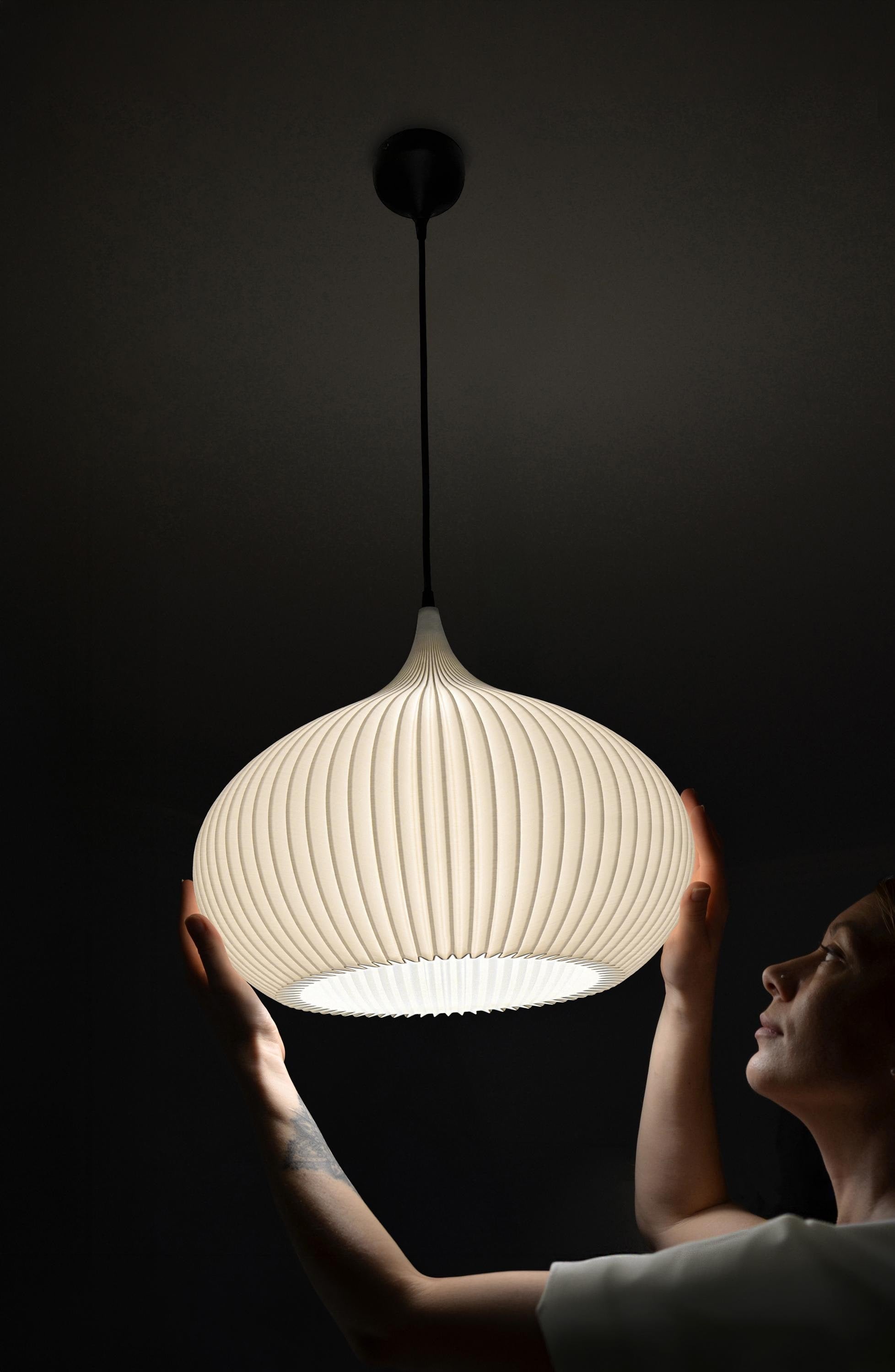 Scandinavian Oval Pendant Light Shade | Striped Hanging Lamp With Ceiling Fixture