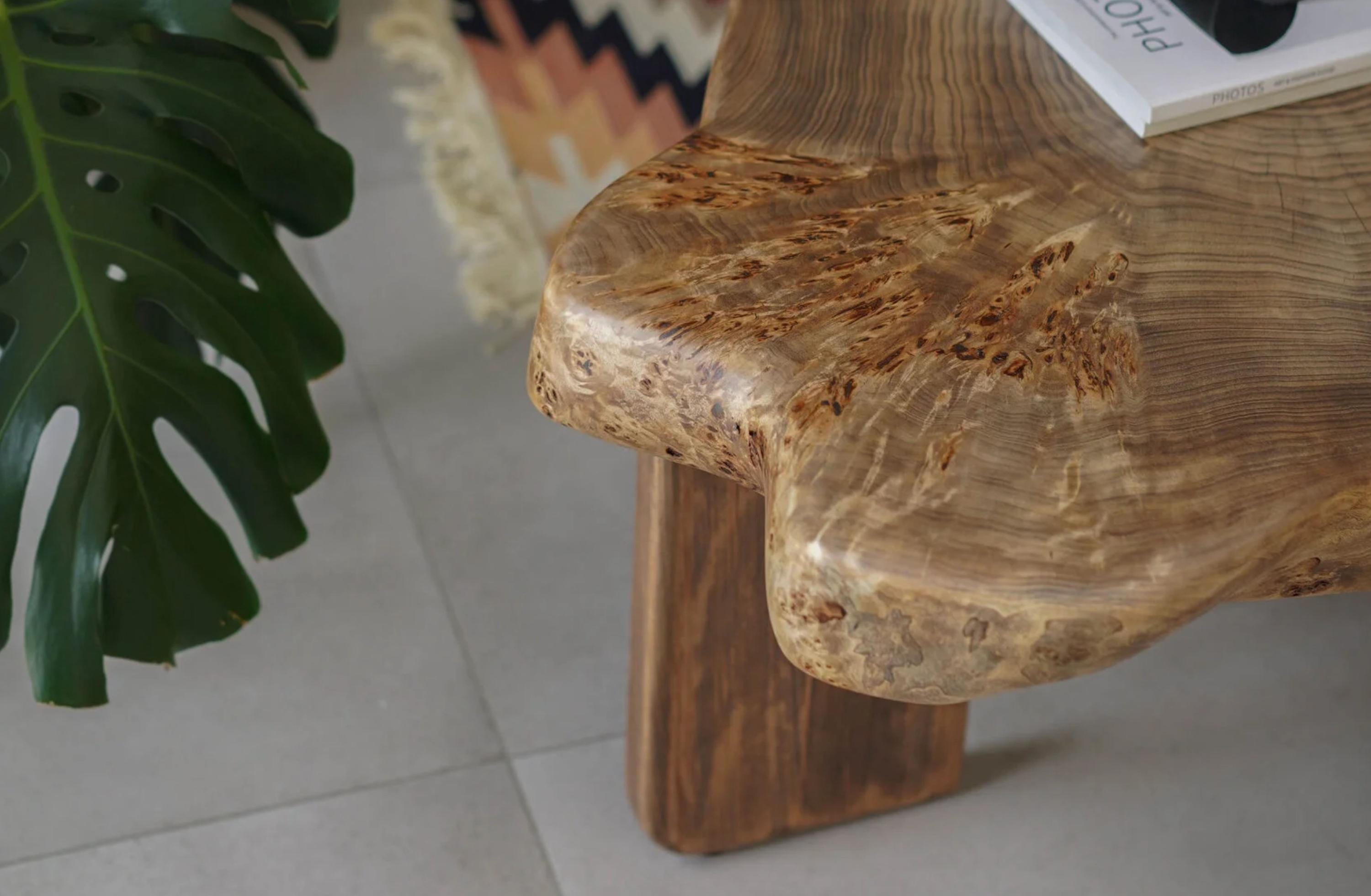 Natural Wood Side Table & Plant Stand