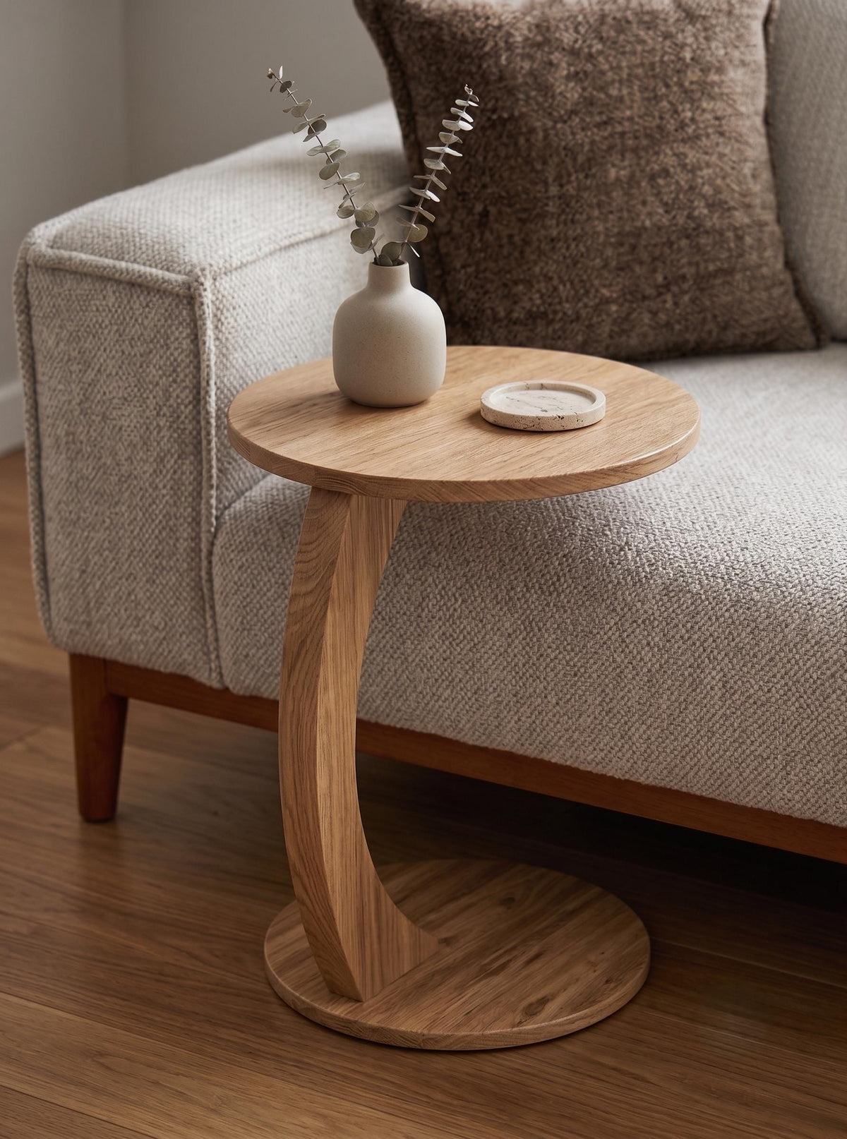 C Shaped Side Table, Modern Sofa End Table, Small Space Living Room Furniture
