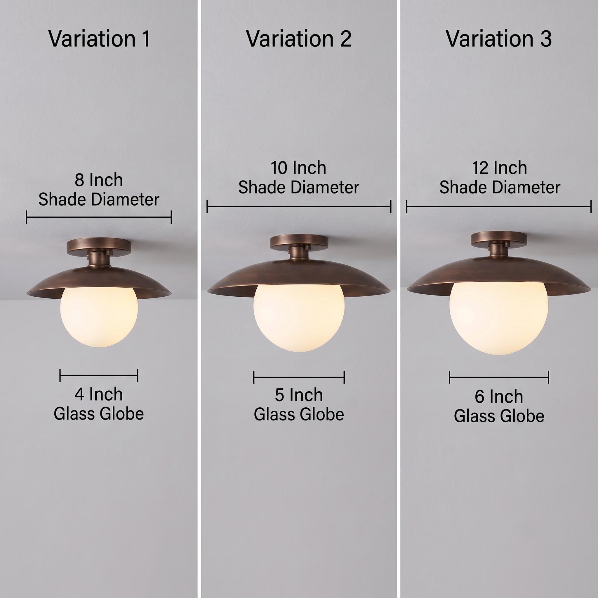 Modern Brass Flush Mount Ceiling Light, Opal Glass Globe Light, Mid Century Ceiling Fixture, Minimalist Brass Hallway Light