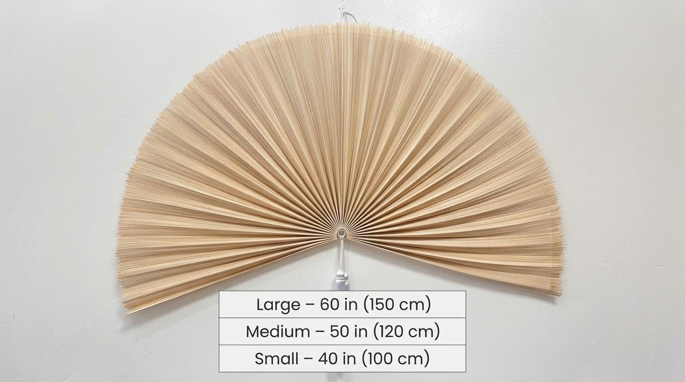 Large Natural Bamboo Wall Fan Decor, Boho Japandi Woven Wall Hanging
