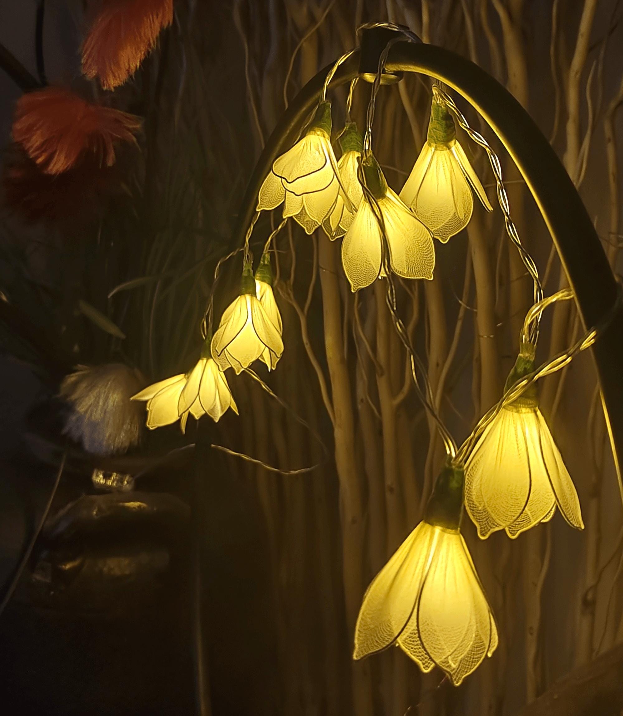 Wedding Flower Fairy Lights, Handmade LED Flower String Lights for Wedding Arch, Reception, Bridal Shower & Romantic Room Decor