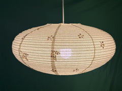 Embroidered Linen Lampshade, Japanese Style, UFO Shade, Pendant Light