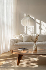 Scandinavian Oval Pendant Light Shade | Striped Hanging Lamp With Ceiling Fixture