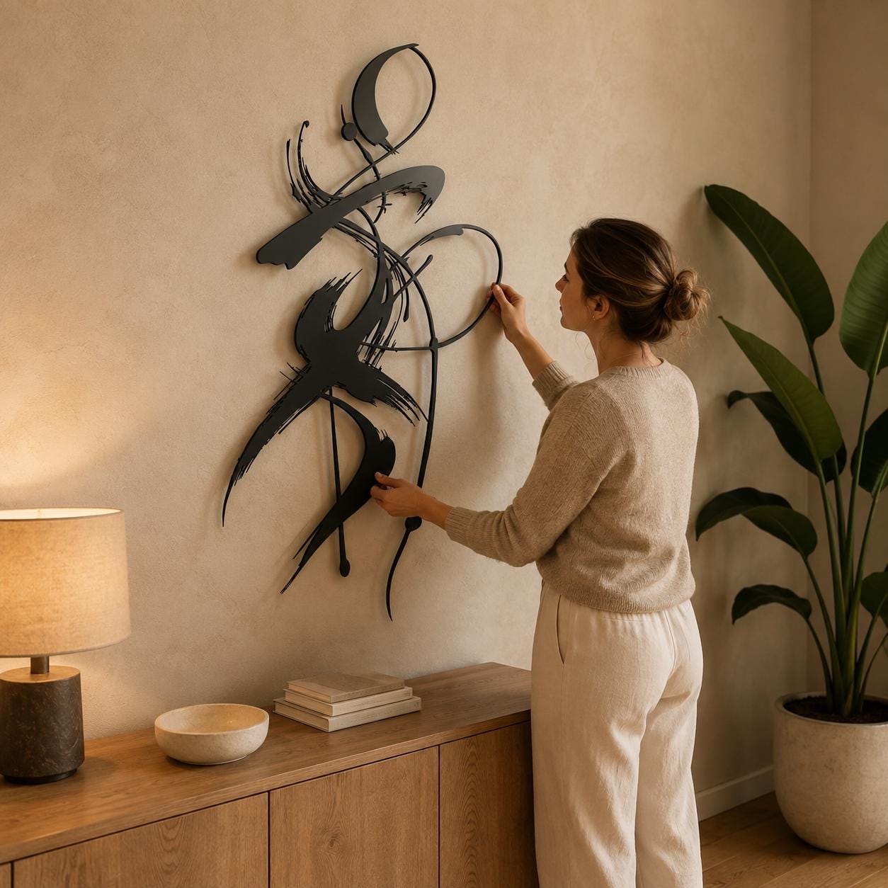 DUENDE Oversized Sculptural Metal Wall Art, Abstract Figurative Mid Century Modern Decor