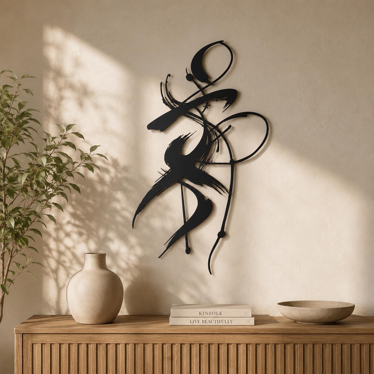 DUENDE Oversized Sculptural Metal Wall Art, Abstract Figurative Mid Century Modern Decor