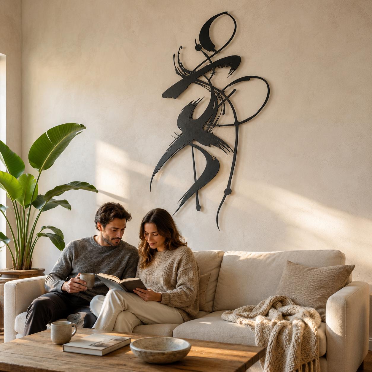 DUENDE Oversized Sculptural Metal Wall Art, Abstract Figurative Mid Century Modern Decor