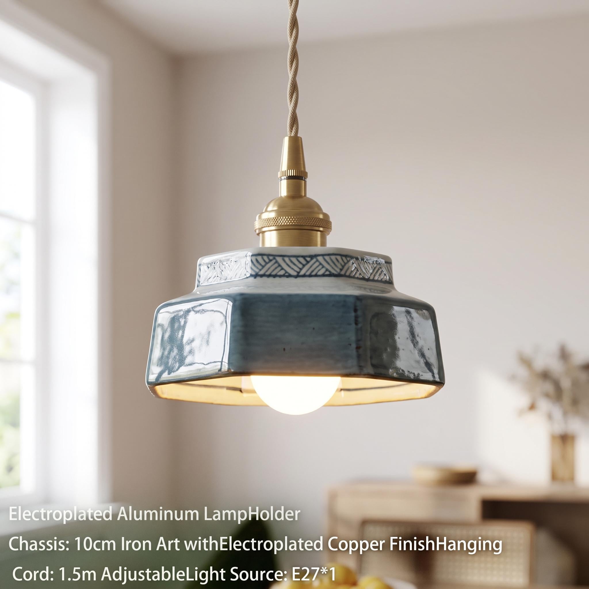 Japanese Pendant Light Retro Kitchen Fixture Ceiling Hanging Lamp Shade Ceramic Design Tea Room Lighting E27 Socket Bulb Dining Chandelier