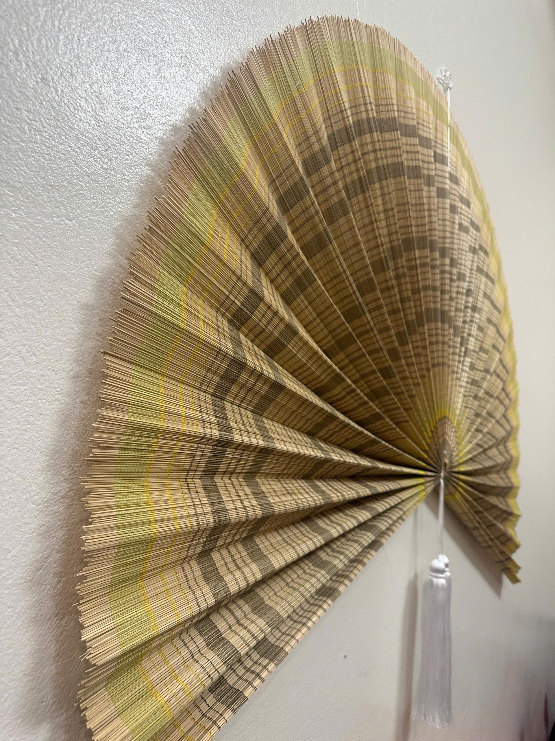 Large Natural Bamboo Wall Fan Decor, Boho Japandi Woven Wall Hanging