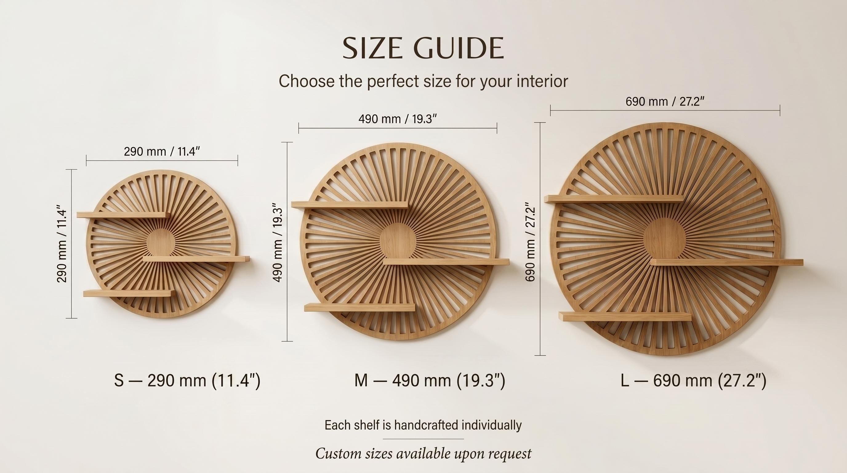 Smoked Walnut Round Wall Shelf | Sculptural Floating Shelf | Wooden Wall Decor