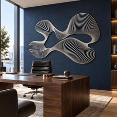 Gold Kinetic Abstract Metal Wall Art, Large Flowing Line Wall Sculpture, Modern Statement Wall Decor, Optical Illusion Living Room Wall Art