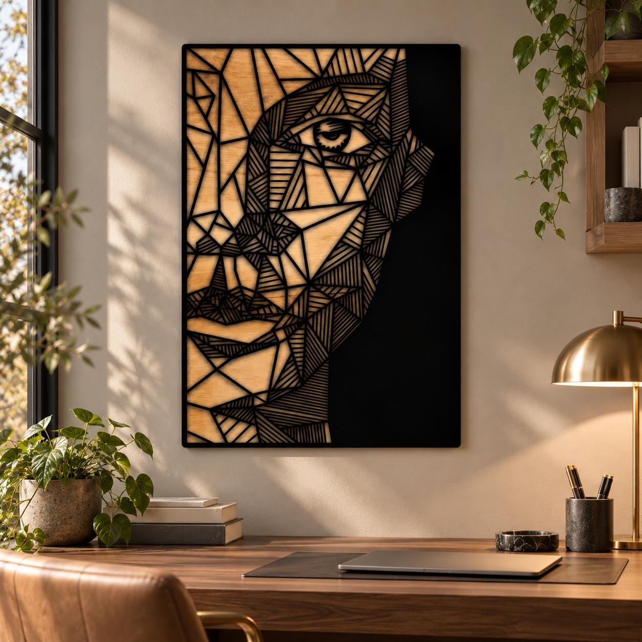 Abstract Woman Face Laser Cut File, Female Portrait Wall Art, Geometric Wooden Wall Panel, Minimalist Home Decor, CNC Digital Download LS130