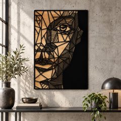 Abstract Woman Face Laser Cut File, Female Portrait Wall Art, Geometric Wooden Wall Panel, Minimalist Home Decor, CNC Digital Download LS130