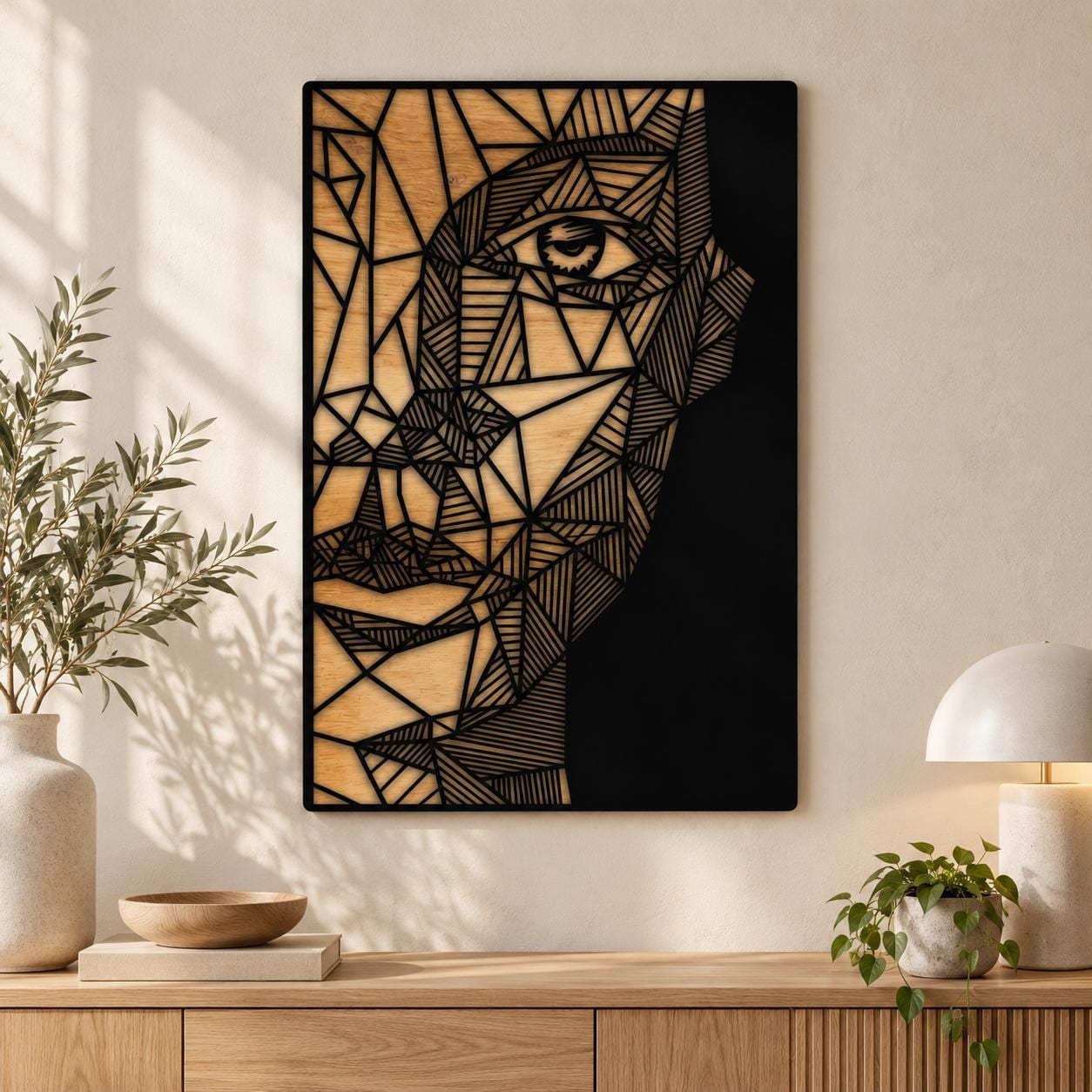 Abstract Woman Face Laser Cut File, Female Portrait Wall Art, Geometric Wooden Wall Panel, Minimalist Home Decor, CNC Digital Download LS130