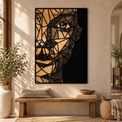 Abstract Woman Face Laser Cut File, Female Portrait Wall Art, Geometric Wooden Wall Panel, Minimalist Home Decor, CNC Digital Download LS130